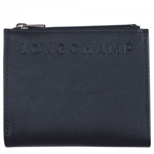 Longchamp 3D Compact wallet Midnight Blue | VSOIYUP-83