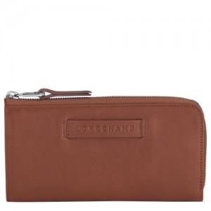 Longchamp 3D Long wallet with zip around Cognac | WTLANXP-05