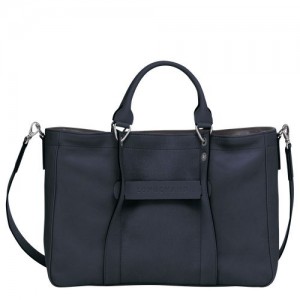 Longchamp 3D Top handle bag M Midnight Blue | JDTNWXQ-20