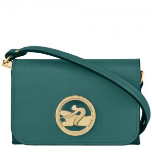 Longchamp Box-Trot Coin purse with shoulder strap Cypress | UZVLSWK-82