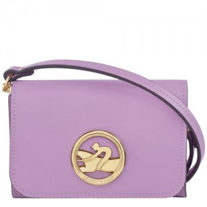 Longchamp Box-Trot Coin purse with shoulder strap Lilac | YJIPHLF-98