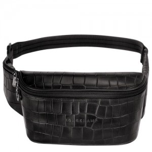 Longchamp Croco Block Belt bag Black | JAGCTQR-09