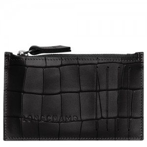 Longchamp Croco Block Coin purse Black | OCPNSTU-54