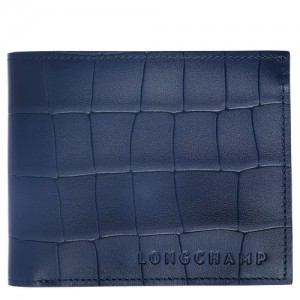 Longchamp Croco Block Wallet Navy | ZJFEKWD-63