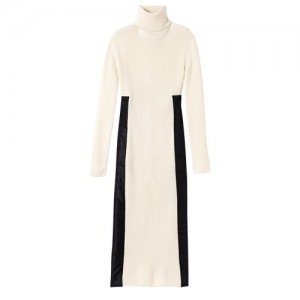 Longchamp Knitted long dress Ecru | DWEVZGO-34