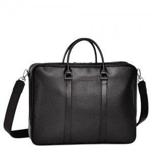 Longchamp Le Foulonne Briefcase L Black | DAMWKGX-49