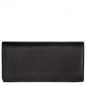 Longchamp Le Foulonne Long continental wallet Black | BYCISXJ-84