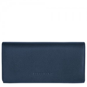 Longchamp Le Foulonne Long continental wallet Navy | JLBSRPD-86