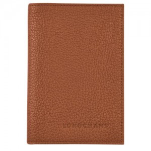 Longchamp Le Foulonne Passport cover Caramel | DTRENIY-50