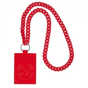 Longchamp Le Pliage Cuir Card holder with necklace Vermilion | FHCEKTJ-69