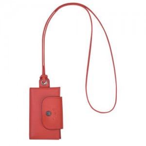 Longchamp Le Pliage Cuir Card holder with necklace Terracotta | MWQRNBJ-06