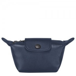 Longchamp Le Pliage Cuir Coin purse Navy | RQWZMOF-52