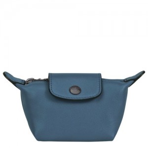 Longchamp Le Pliage Cuir Coin purse Pilot Blue | RBJQOLU-39