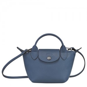 Longchamp Le Pliage Cuir Crossbody bag Pilot Blue | FXYSDOV-06