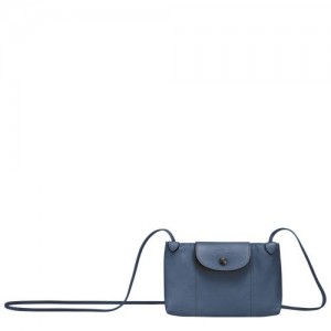 Longchamp Le Pliage Cuir Crossbody bag Pilot Blue | GULTKAN-85