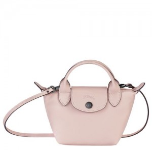 Longchamp Le Pliage Cuir Crossbody bag Pale Pink | OMUEIKA-98