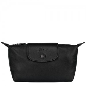 Longchamp Le Pliage Cuir Pouch Black | LAGOYNH-40