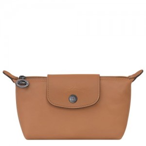 Longchamp Le Pliage Cuir Pouch Hazelnut | WQELNGP-86