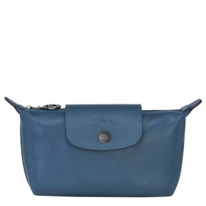 Longchamp Le Pliage Cuir Pouch Pilot Blue | VHAXJQO-76