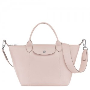 Longchamp Le Pliage Cuir Top handle bag S Pale Pink | XOALBUG-24