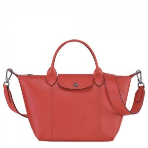 Longchamp Le Pliage Cuir Top handle bag S Terracotta | YPLUCWK-03