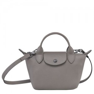 Longchamp Le Pliage Cuir Top handle bag XS Turtledove | DNQHLZA-49