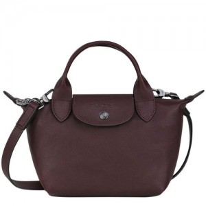 Longchamp Le Pliage Cuir Top handle bag XS Burgundy | IDCTFXA-09