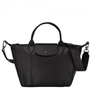 Longchamp Le Pliage Cuir Top handle bag S Black | IWXBZSJ-38