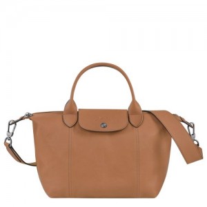 Longchamp Le Pliage Cuir Top handle bag S Hazelnut | MCIGSYQ-43