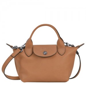 Longchamp Le Pliage Cuir Top handle bag XS Hazelnut | OGXIUKB-53