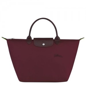 Longchamp Le Pliage Green Top handle bag M Burgundy | UBQZTEK-31