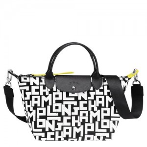 Longchamp Le Pliage LGP Top handle bag S Black/White | YNIXBLW-46