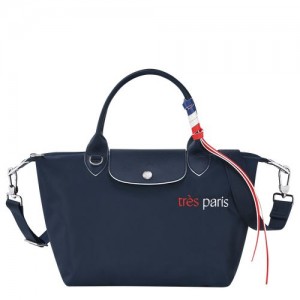 Longchamp Le Pliage Tres Paris Top handle bag S Navy | RTGXWUC-96