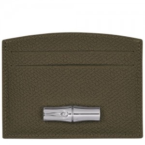 Longchamp Roseau Card holder Khaki | EKTPVZA-32