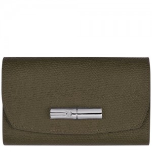 Longchamp Roseau Compact wallet Khaki | RTULQFM-16