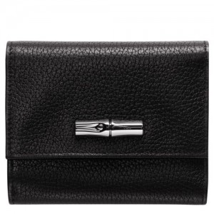 Longchamp Roseau Essential Compact wallet Black | GWXJZFK-89