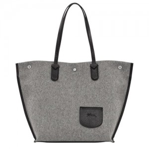 Longchamp Roseau Essential Shopping bag L Grey | FIWUACX-06