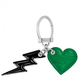 Longchamp Roseau Ladie's Key rings Black/Green | VDQOGXT-07