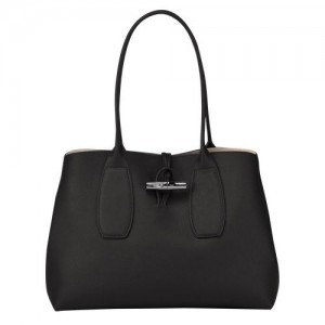 Longchamp Roseau Shoulder bag Black | UQFRMJZ-74