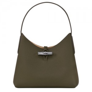 Longchamp Roseau Shoulder bag M Khaki | KQMJASI-61