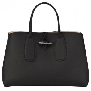 Longchamp Roseau Top handle bag L Black | SDMLRHA-32