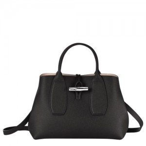 Longchamp Roseau Top handle bag M Black | KJIVPGZ-95