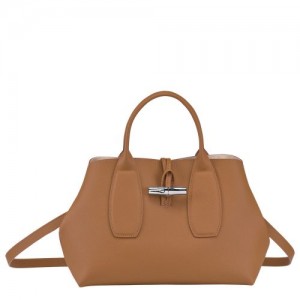 Longchamp Roseau Top handle bag M Natural | ZHWDIGQ-60