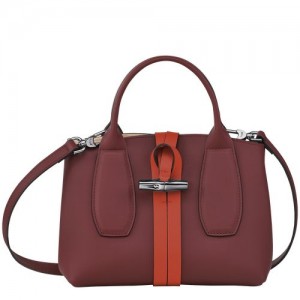 Longchamp Roseau Top handle bag S Burgundy/Orange | SWLREAG-57