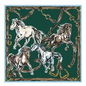 Longchamp Silk scarf 90 Longchamp Green | TVHSEJM-87