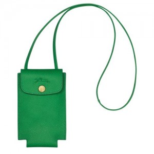 Longchamp epure Phone case with leather lace Green | YDOBGHZ-32