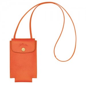 Longchamp epure Phone case with leather lace Orange | ZEDNFGW-05