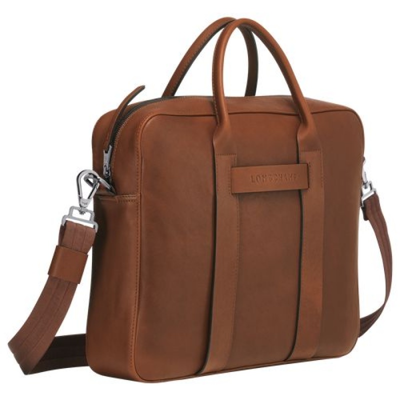 Longchamp 3D Briefcase M Cognac | GUZOMEV-91