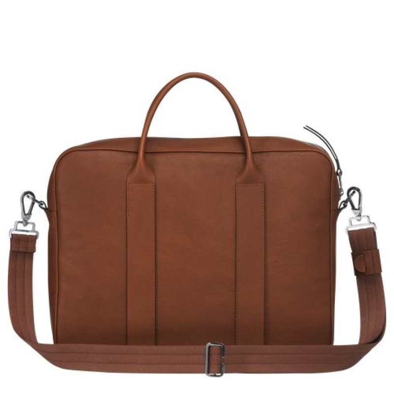 Longchamp 3D Briefcase M Cognac | GUZOMEV-91