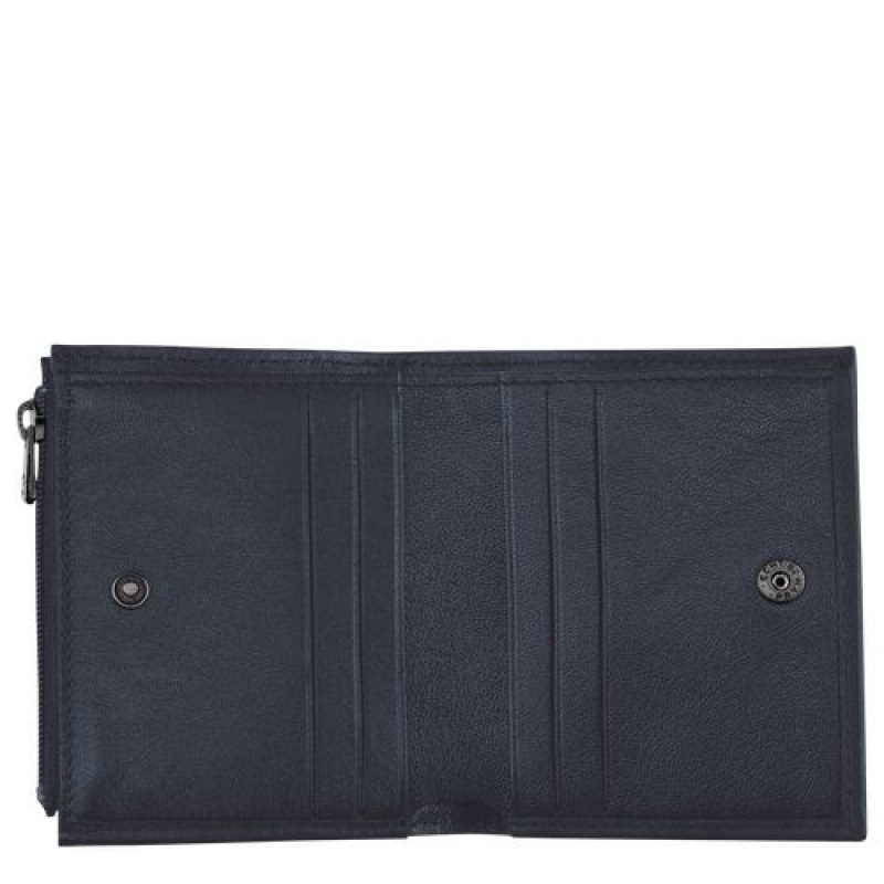 Longchamp 3D Compact wallet Midnight Blue | VSOIYUP-83